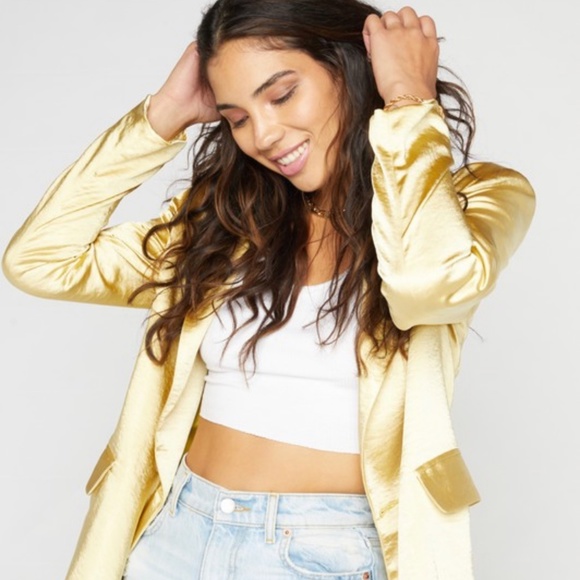Gold Satin Blazer - Picture 1 of 6